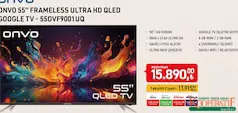 ONVO 55 İNÇ FRAMELESS ULTRA HD QLED GOOGLE SMART TV AKILLI TELEVİZYON